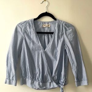 Madewell Blue-striped Surplice Blouse